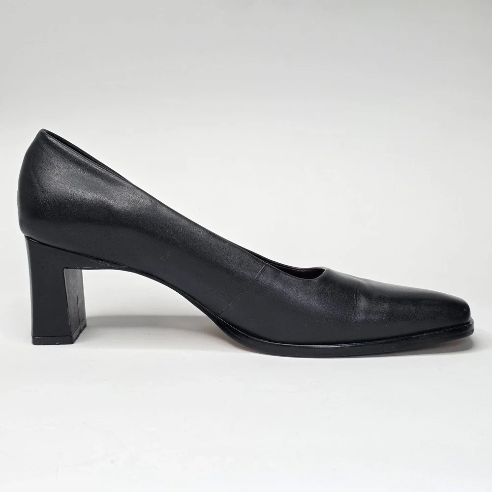 Glacee‎ Women's Heels Size 8 M Black Leather Slip On Shoes Vintage